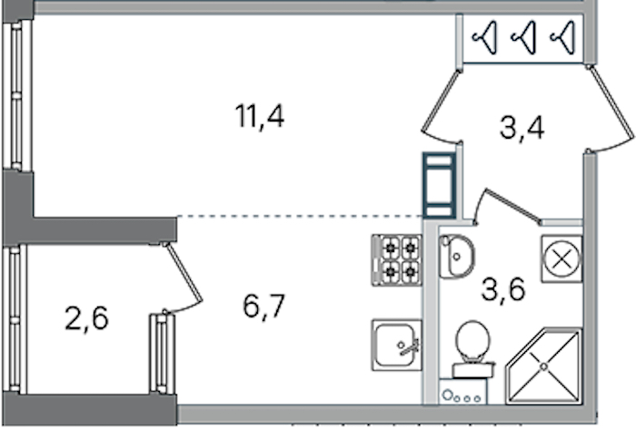 Квартира студия 25.1 м², 2/4 эт., ЖК «Дубровский»