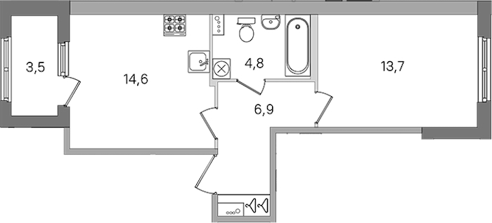 1-комнатная квартира 40 м², 1/4 эт., ЖК «Дубровский»