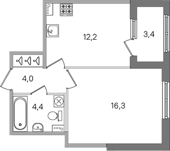 1-комнатная квартира 36.9 м², 1/4 эт., ЖК «Дубровский»