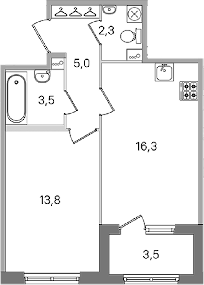 1-комнатная квартира 40.9 м², 1/4 эт., ЖК «Дубровский»