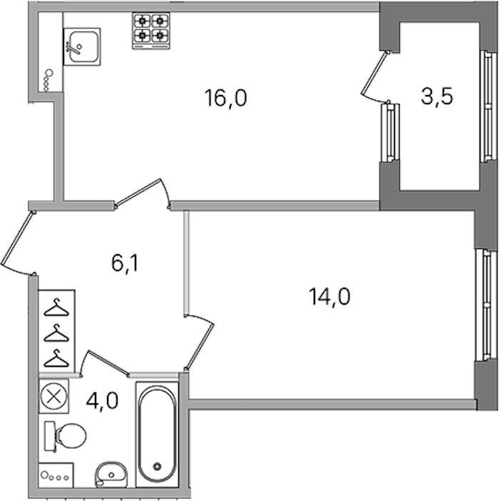 1-комнатная квартира 40.1 м², 1/4 эт., ЖК «Дубровский»