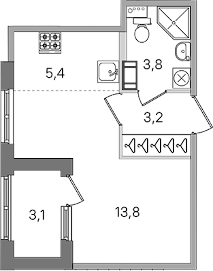 Квартира студия 26.2 м², 2/4 эт., ЖК «Дубровский»