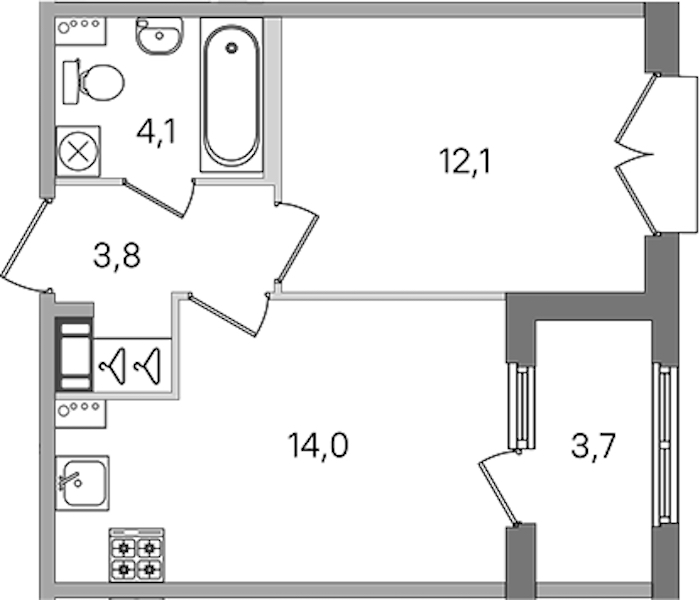 1-комнатная квартира 34 м², 4/4 эт., ЖК «Дубровский»