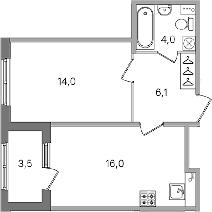 1-комнатная квартира 40.1 м², 1/4 эт., ЖК «Дубровский»