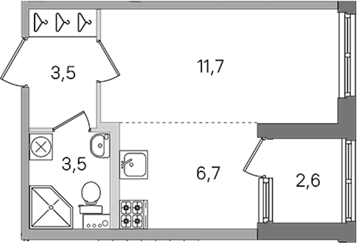 Квартира студия 25.4 м², 1/4 эт., ЖК «Дубровский»