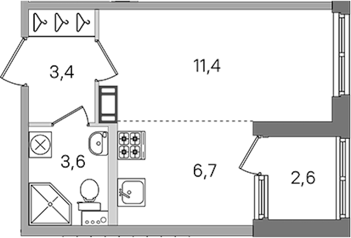 Квартира студия 25.1 м², 2/4 эт., ЖК «Дубровский»