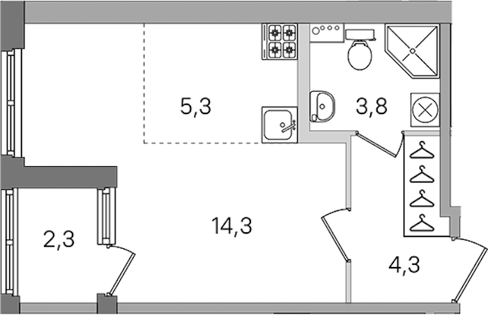 Квартира студия 27.7 м², 2/4 эт., ЖК «Дубровский»
