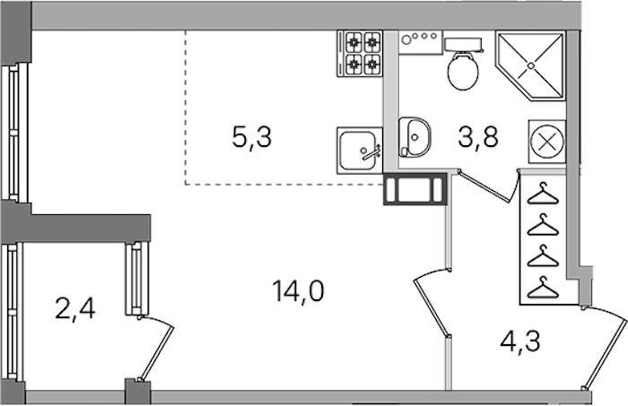 Квартира студия 27.4 м², 4/4 эт., ЖК «Дубровский»