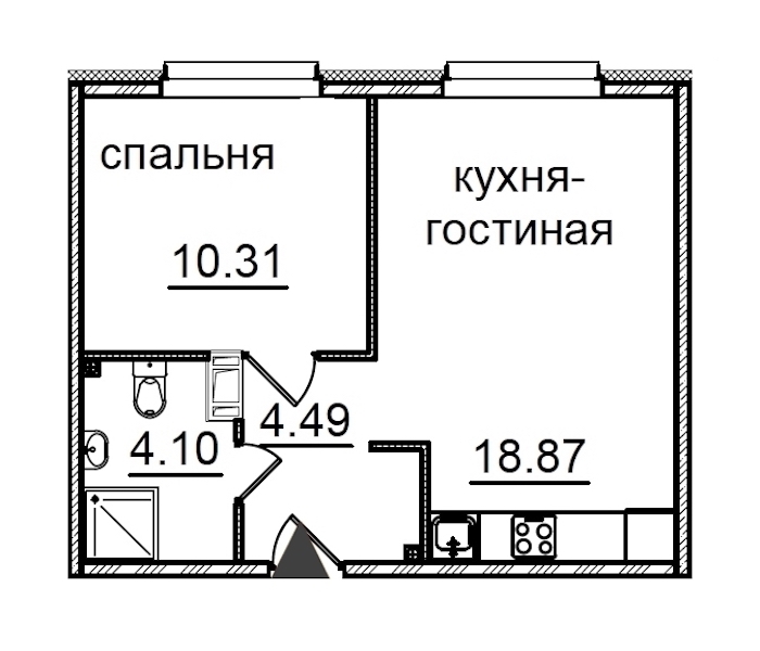 1-комнатная квартира 37.77 м², 14/29 эт., Комплекс апартаментов «IN2IT»