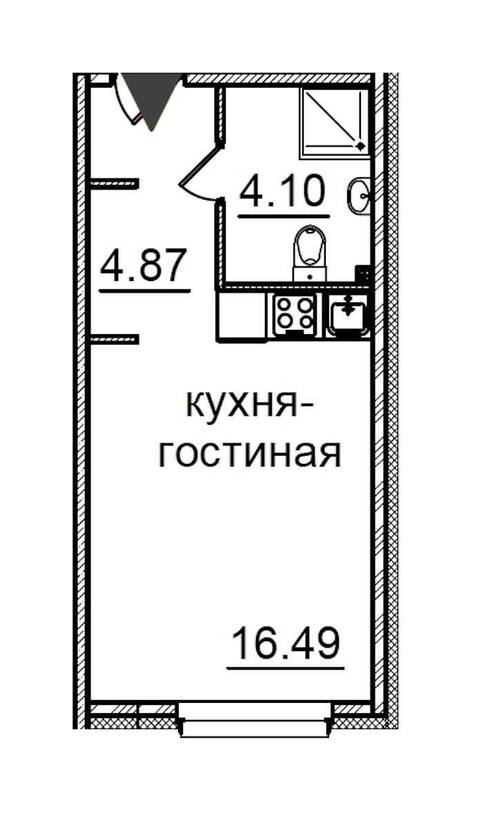 Квартира студия 25.46 м², 14/29 эт., Комплекс апартаментов «IN2IT»