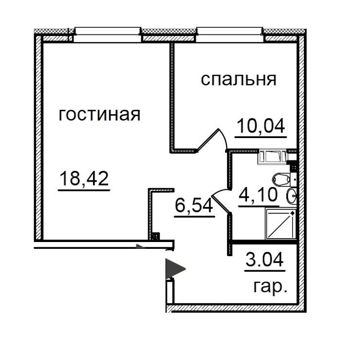 1-комнатная квартира 42.14 м², 12/29 эт., Комплекс апартаментов «IN2IT»