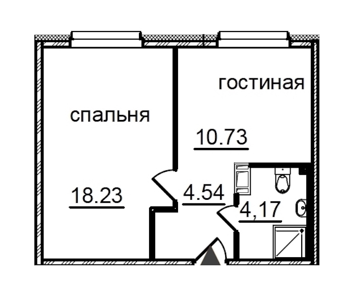 1-комнатная квартира 37.67 м², 5/29 эт., Комплекс апартаментов «IN2IT»
