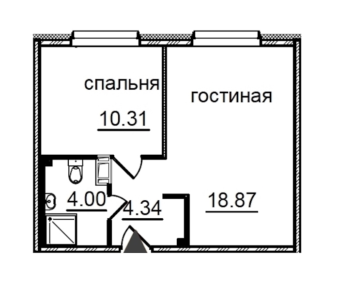 1-комнатная квартира 37.75 м², 3/29 эт., Комплекс апартаментов «IN2IT»