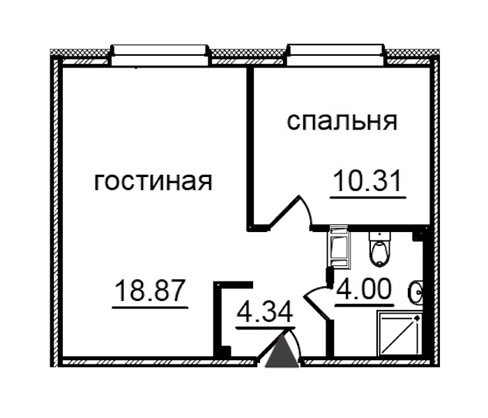 1-комнатная квартира 37.52 м², 6/29 эт., Комплекс апартаментов «IN2IT»