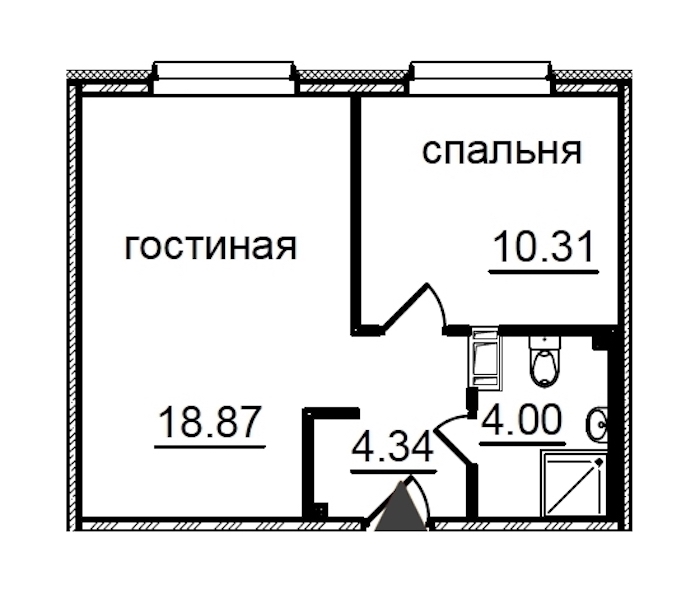 1-комнатная квартира 37.52 м², 8/29 эт., Комплекс апартаментов «IN2IT»