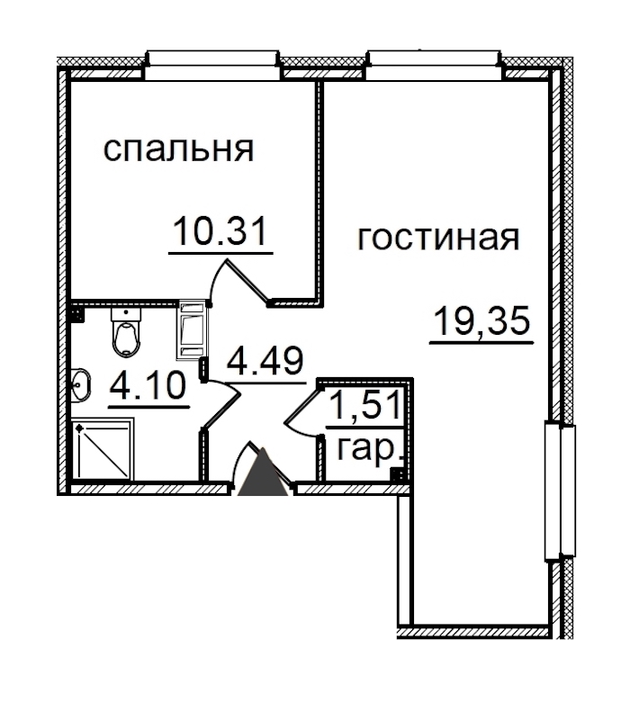 1-комнатная квартира 39.76 м², 11/29 эт., Комплекс апартаментов «IN2IT»