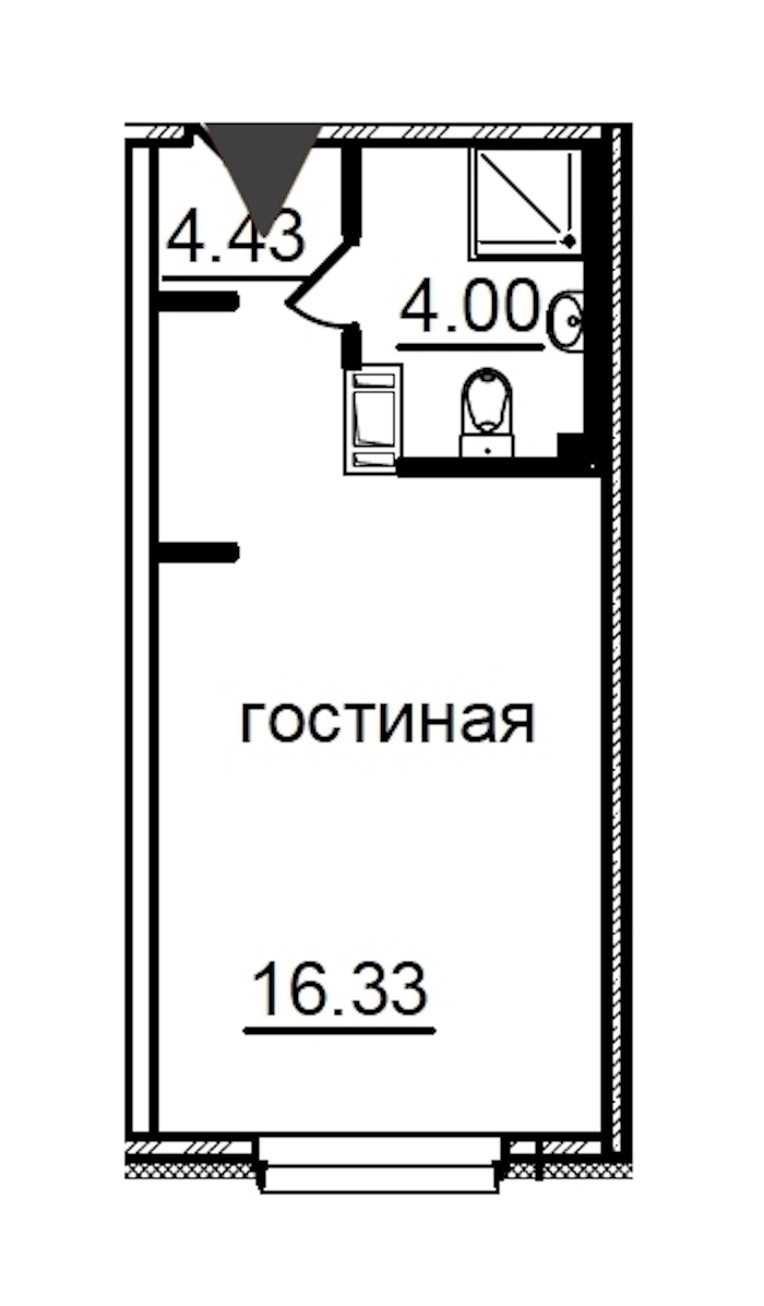 Квартира студия 24.76 м², 5/29 эт., Комплекс апартаментов «IN2IT»