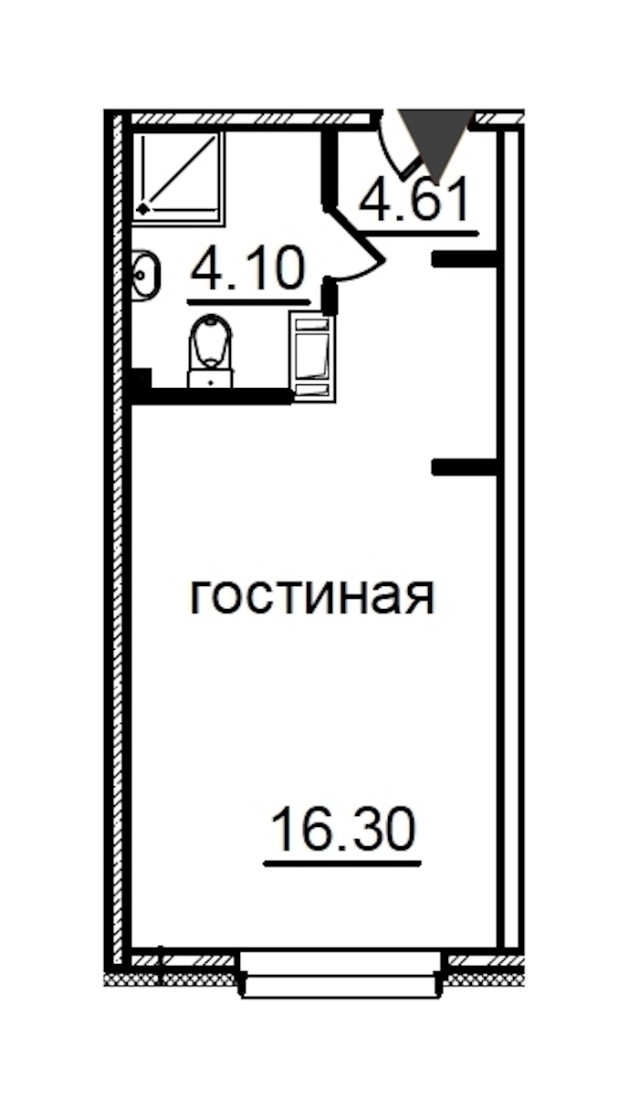 Квартира студия 25.01 м², 4/29 эт., Комплекс апартаментов «IN2IT»