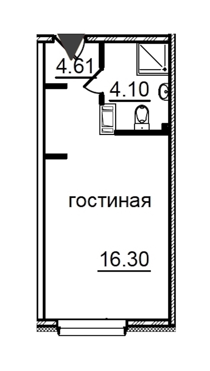 Квартира студия 25.32 м², 3/29 эт., Комплекс апартаментов «IN2IT»