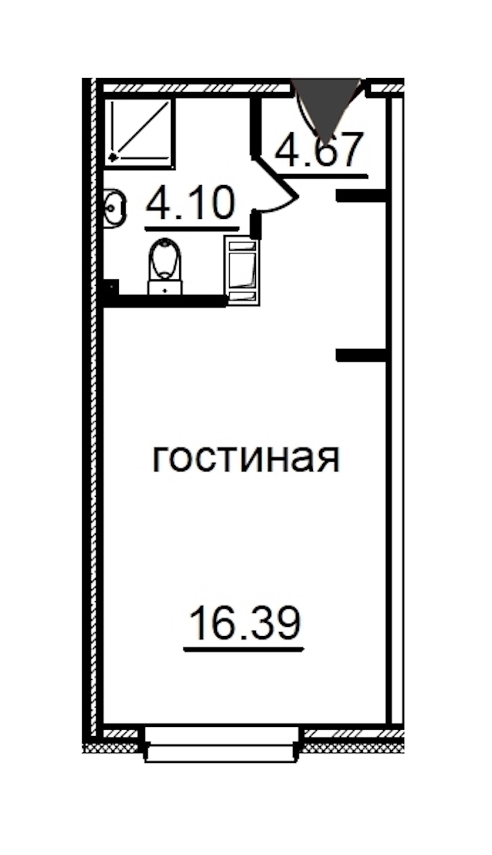 Квартира студия 25.46 м², 3/29 эт., Комплекс апартаментов «IN2IT»