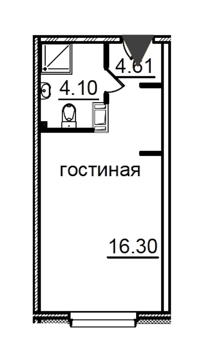 Квартира студия 25.01 м², 8/29 эт., Комплекс апартаментов «IN2IT»