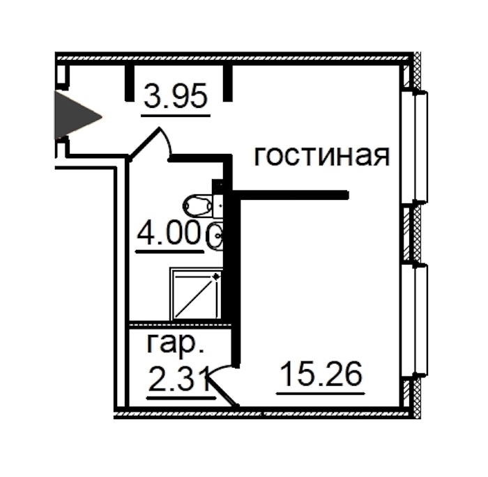Квартира студия 25.75 м², 3/29 эт., Комплекс апартаментов «IN2IT»