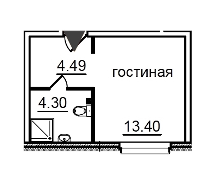 Квартира студия 22.19 м², 4/29 эт., Комплекс апартаментов «IN2IT»