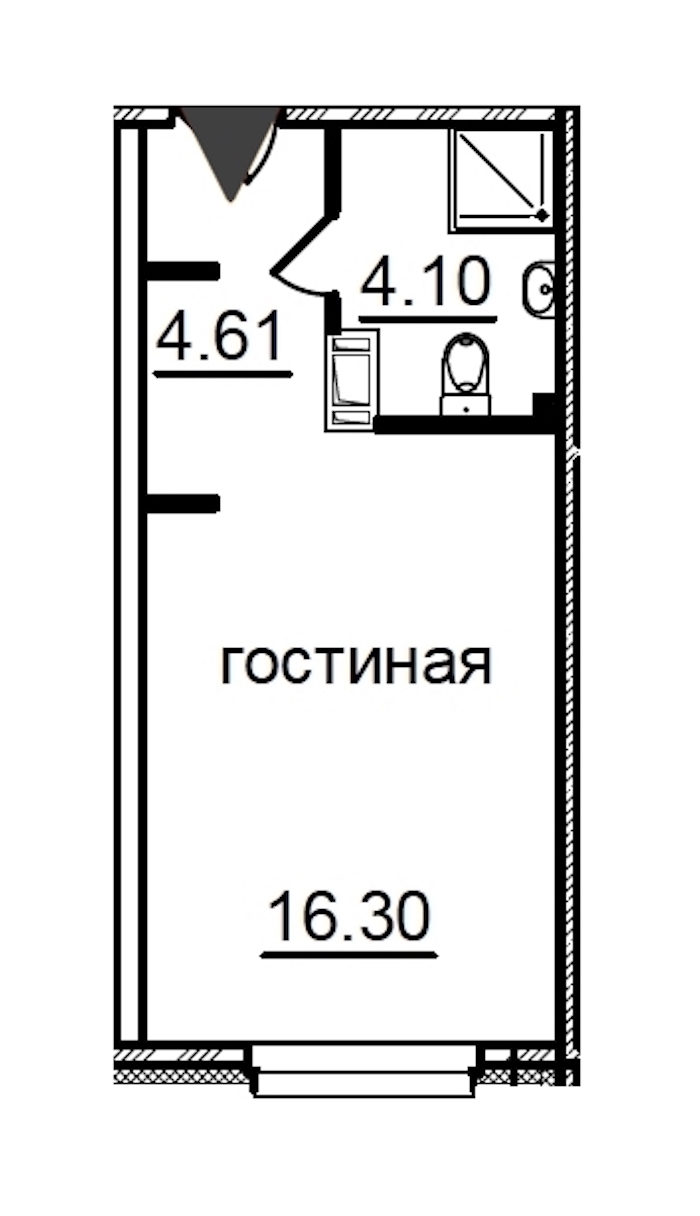 Квартира студия 24.9 м², 4/29 эт., Комплекс апартаментов «IN2IT»