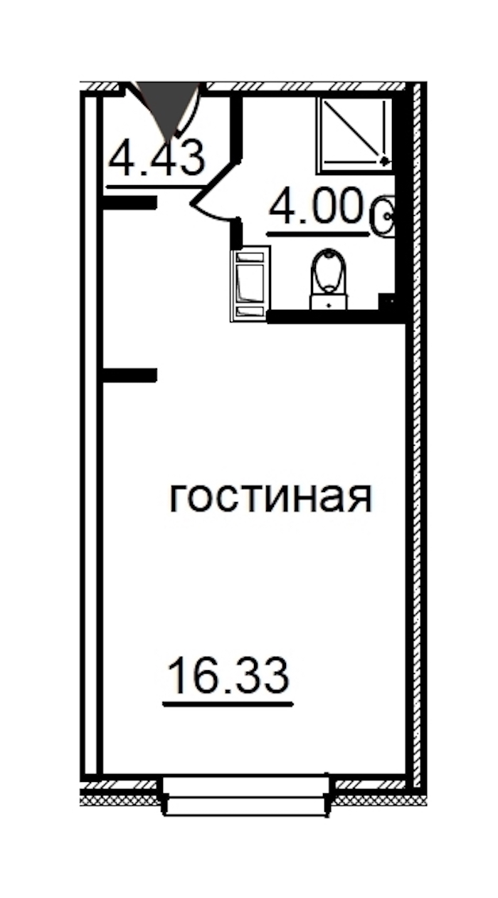 Квартира студия 24.76 м², 6/29 эт., Комплекс апартаментов «IN2IT»