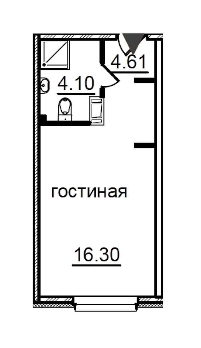Квартира студия 25.01 м², 6/29 эт., Комплекс апартаментов «IN2IT»