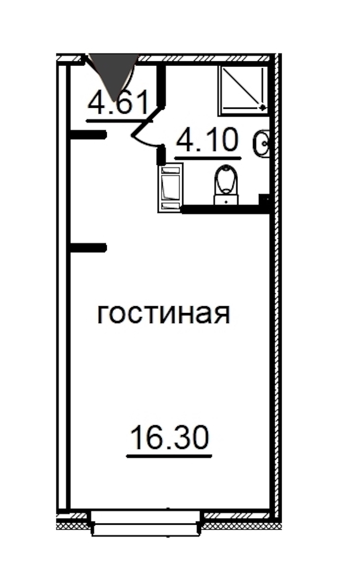 Квартира студия 25.01 м², 6/29 эт., Комплекс апартаментов «IN2IT»