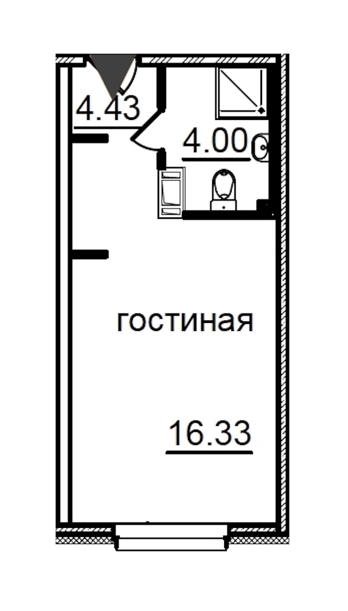 Квартира студия 24.76 м², 6/29 эт., Комплекс апартаментов «IN2IT»