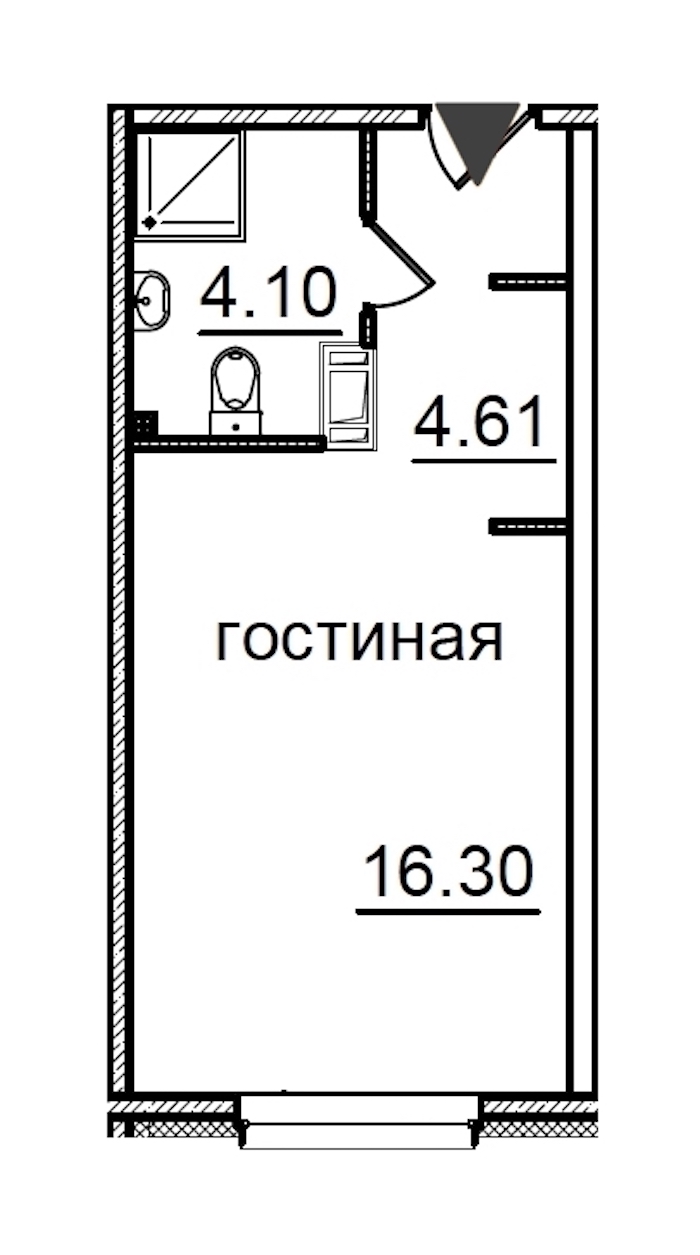 Квартира студия 25.01 м², 11/29 эт., Комплекс апартаментов «IN2IT»