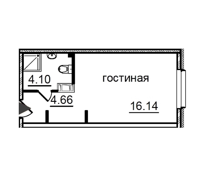 Квартира студия 24.9 м², 6/29 эт., Комплекс апартаментов «IN2IT»