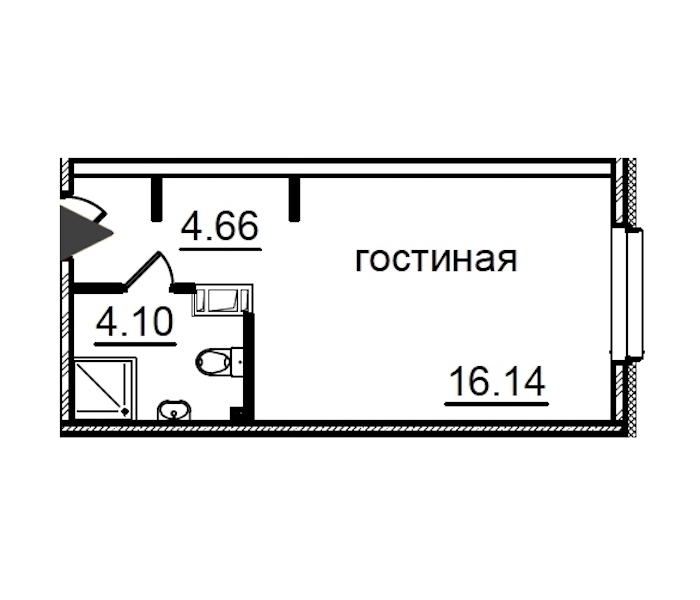 Квартира студия 24.9 м², 5/29 эт., Комплекс апартаментов «IN2IT»