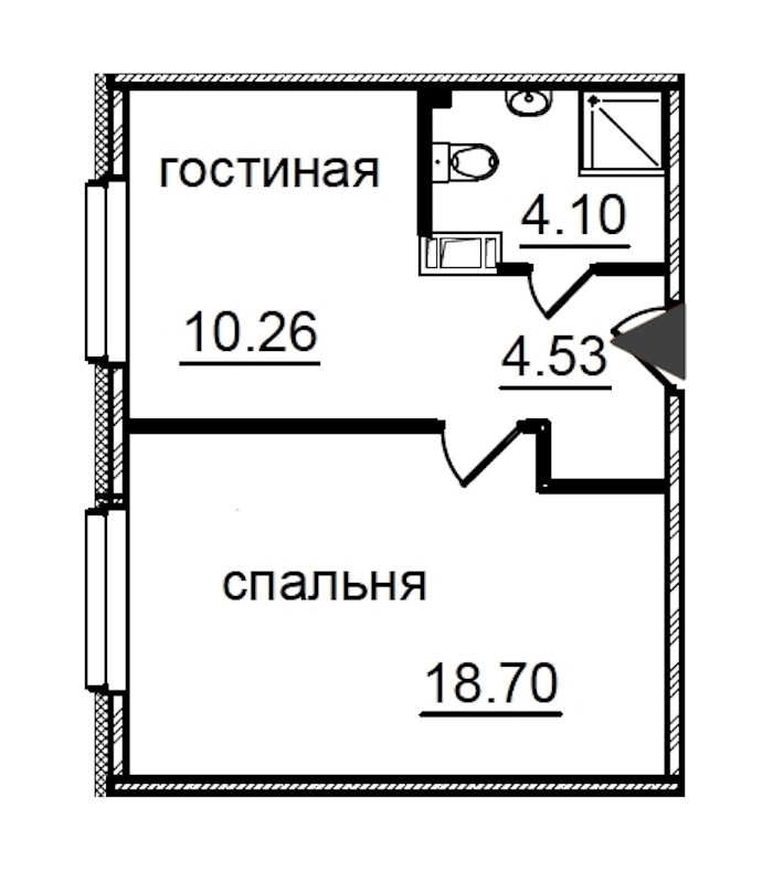 1-комнатная квартира 37.59 м², 4/29 эт., Комплекс апартаментов «IN2IT»