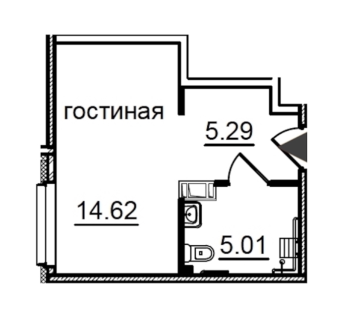 Квартира студия 24.92 м², 6/29 эт., Комплекс апартаментов «IN2IT»