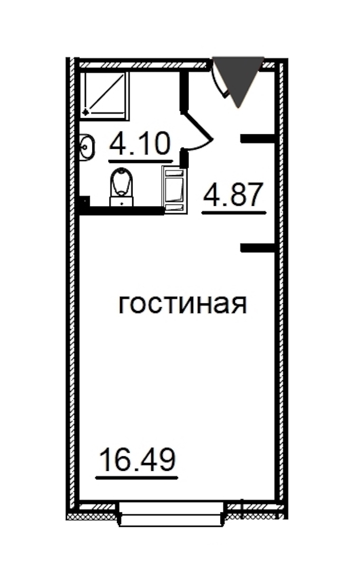 Квартира студия 25.46 м², 6/29 эт., Комплекс апартаментов «IN2IT»