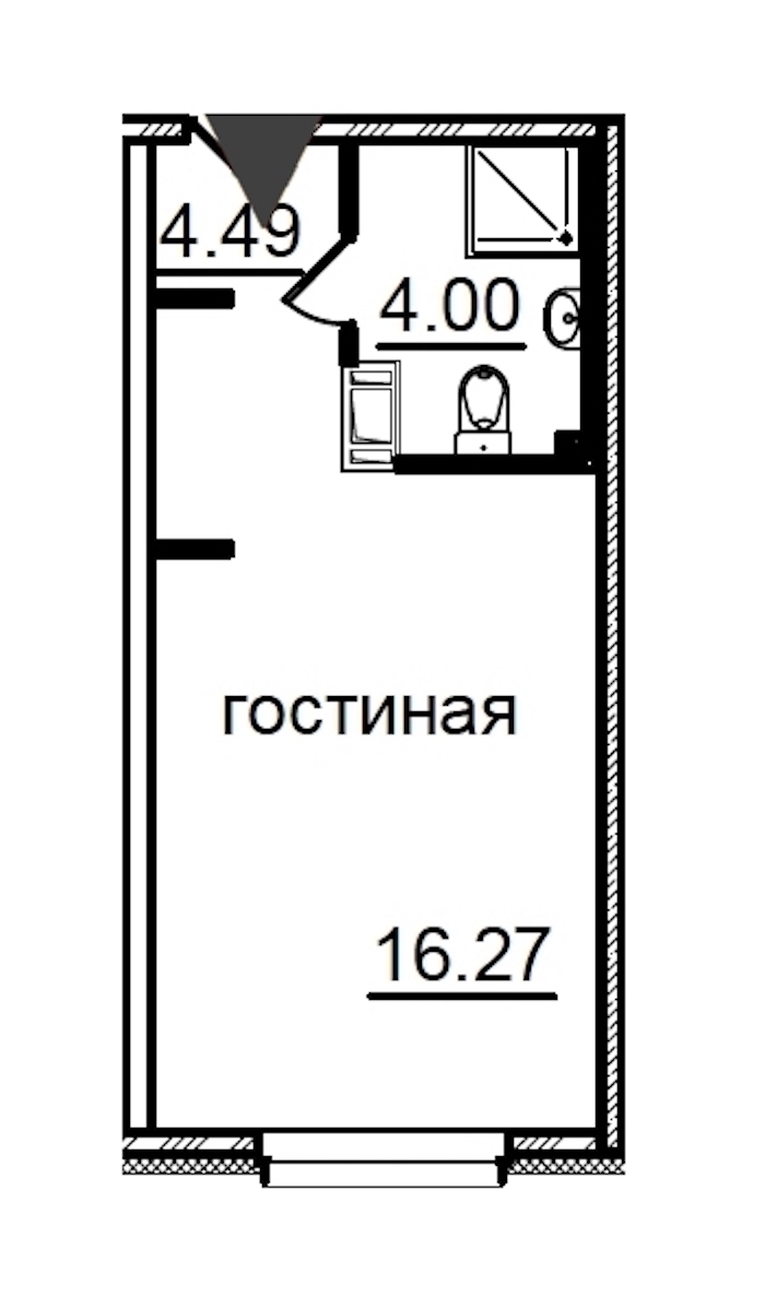 Квартира студия 24.76 м², 6/29 эт., Комплекс апартаментов «IN2IT»