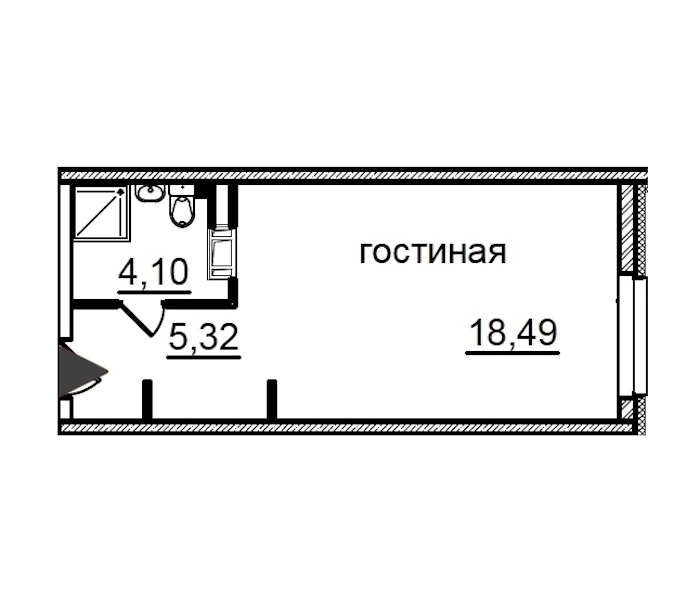Квартира студия 27.91 м², 6/29 эт., Комплекс апартаментов «IN2IT»