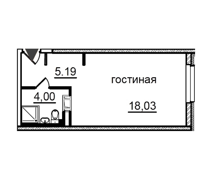 Квартира студия 27.45 м², 6/29 эт., Комплекс апартаментов «IN2IT»