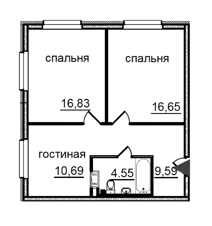 2-комнатная квартира 58.31 м², 6/29 эт., Комплекс апартаментов «IN2IT»