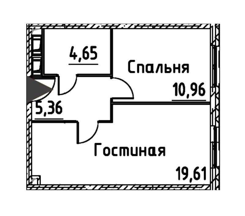 1-комнатная квартира 40.57 м², 21/24 эт., ЖК «Про.Молодость»