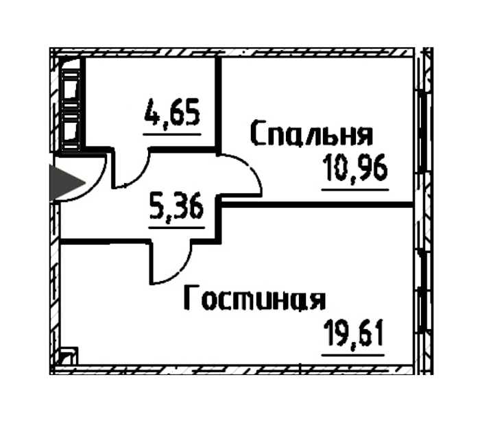 1-комнатная квартира 40.57 м², 23/24 эт., ЖК «Про.Молодость»