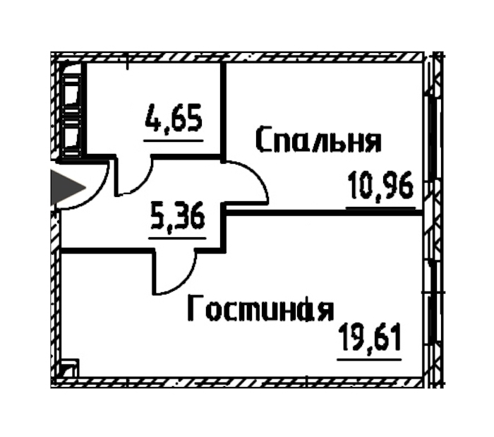 1-комнатная квартира 40.57 м², 24/24 эт., ЖК «Про.Молодость»