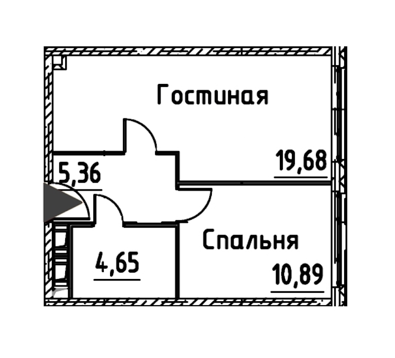 1-комнатная квартира 40.57 м², 21/24 эт., ЖК «Про.Молодость»