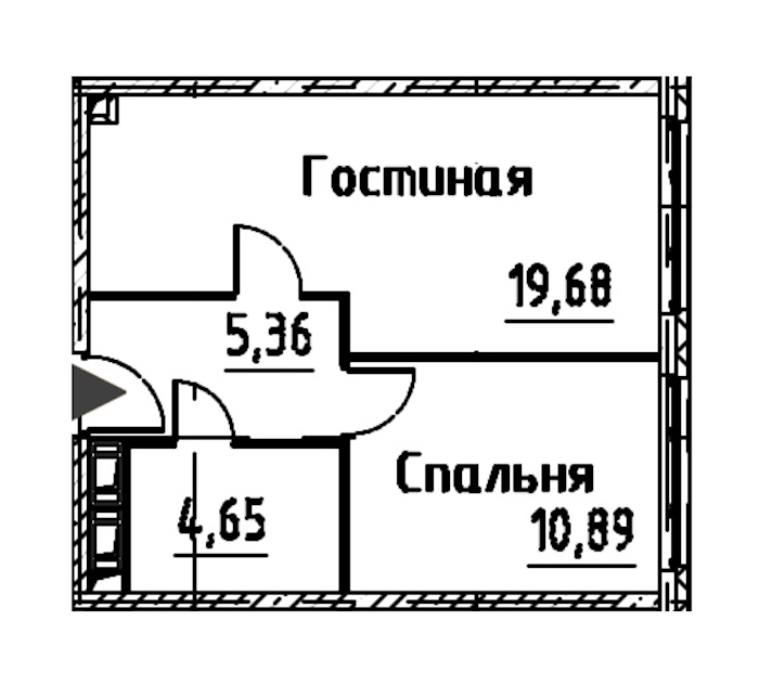 1-комнатная квартира 40.57 м², 23/24 эт., ЖК «Про.Молодость»