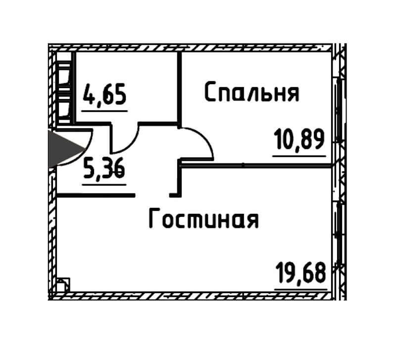 1-комнатная квартира 40.57 м², 21/24 эт., ЖК «Про.Молодость»