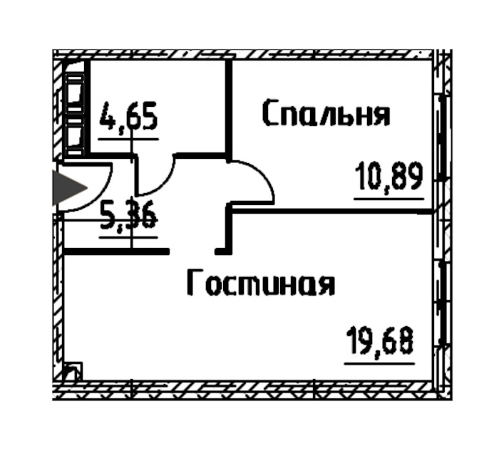 1-комнатная квартира 40.57 м², 23/24 эт., ЖК «Про.Молодость»