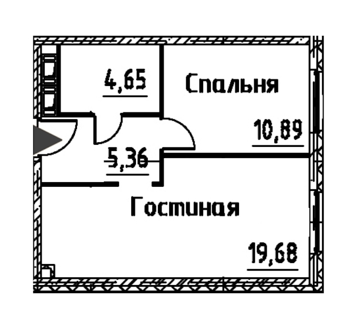 1-комнатная квартира 40.57 м², 24/24 эт., ЖК «Про.Молодость»